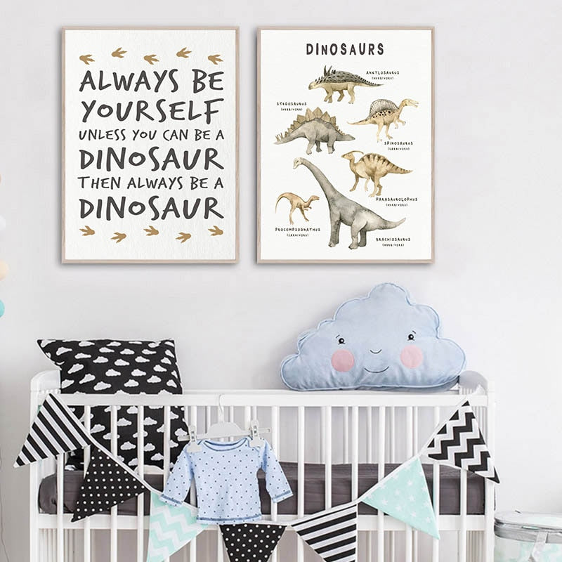 Guide To Dinosaurs - Always Be Yourself - Canvas Wall Art - Just Kidding Store