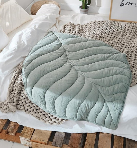 Quilted Leaf Shape Mat - Nursery Cotton Rug - Just Kidding Store