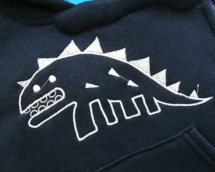 Dinosaur Hooded Romper - Red Blue Dino Jumpsuit