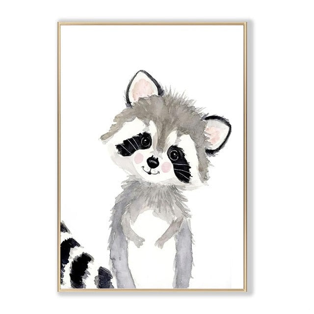 Watercolor Safari Animals Canvas Prints Nursery Posters -Just Kidding Store