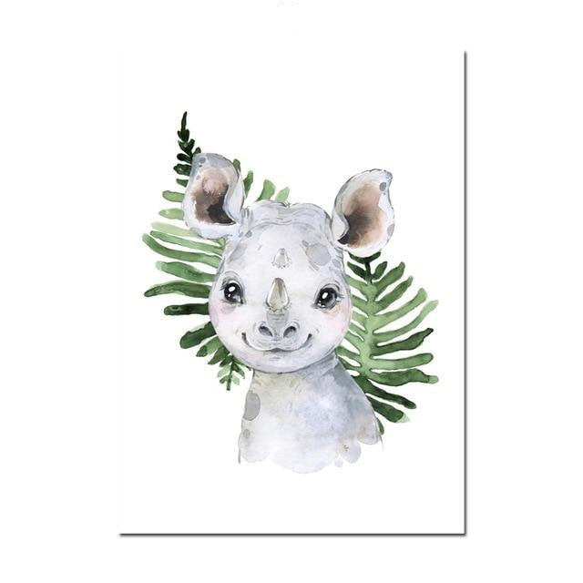 Watercolor Safari Animals Canvas Wall Art - Nursery Posters - Just Kidding Store