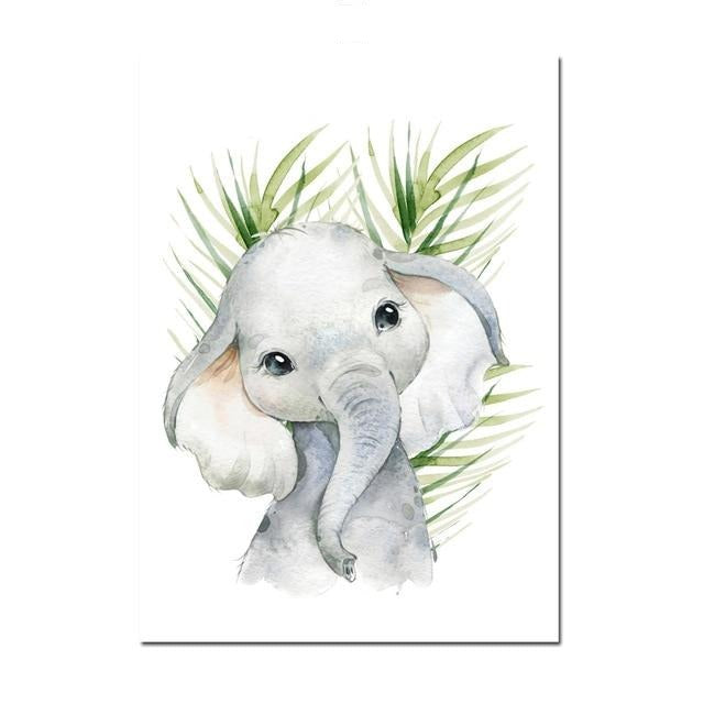 Watercolor Safari Animals Canvas Wall Art - Nursery Posters - Just Kidding Store