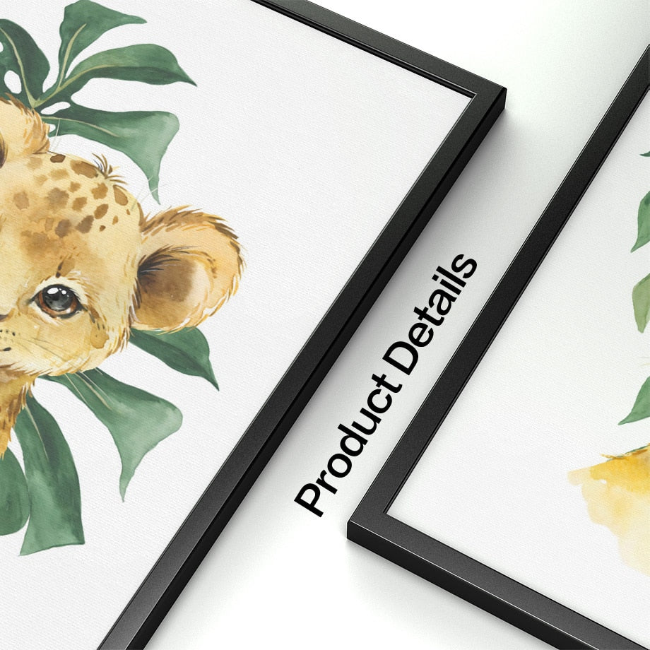 Watercolor Safari Animals Canvas Wall Art - Nursery Posters - Just Kidding Store