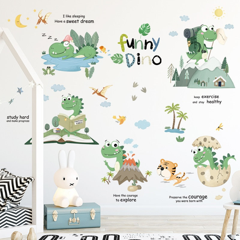 Funny Dino Wall Sticker - Childrens Wall Decal - Just Kidding Store