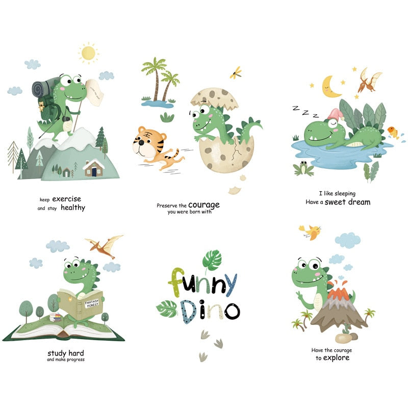 Funny Dino Wall Sticker - Childrens Wall Decal - Just Kidding Store