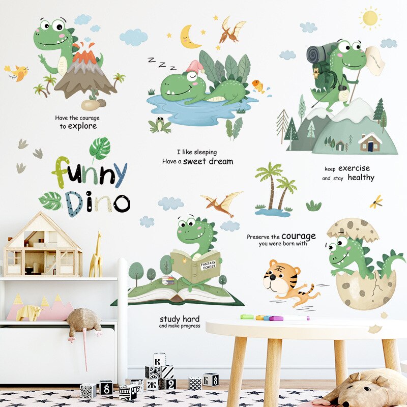 Funny Dino Wall Sticker - Childrens Wall Decal - Just Kidding Store