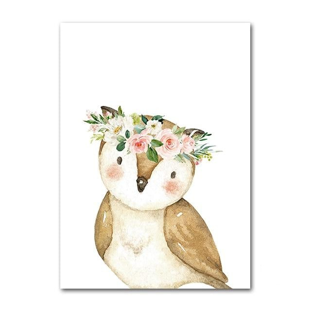 Woodland Animals Canvas Wall Art - Custom Name Posters - Just Kidding Store