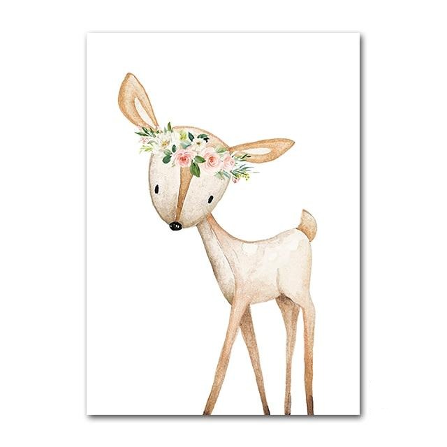 Woodland Animals Canvas Wall Art - Custom Name Posters - Just Kidding Store