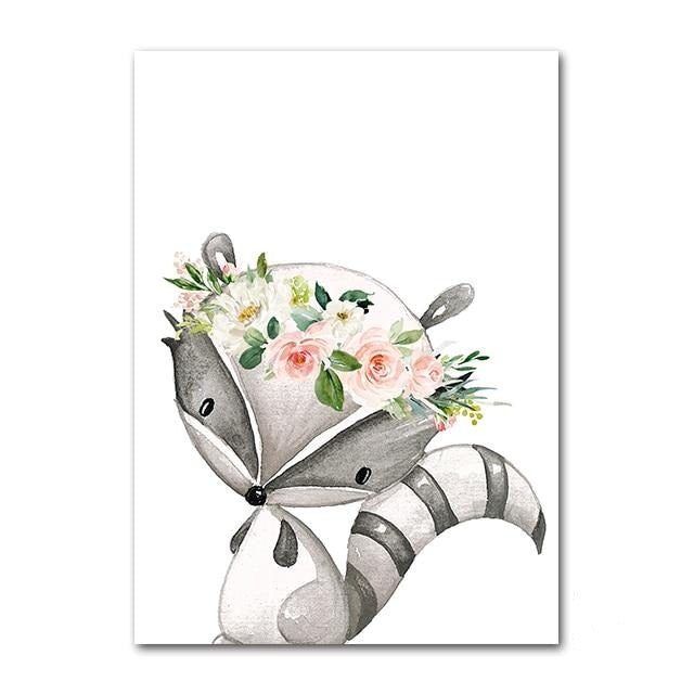 Woodland Animals Canvas Wall Art - Custom Name Posters - Just Kidding Store