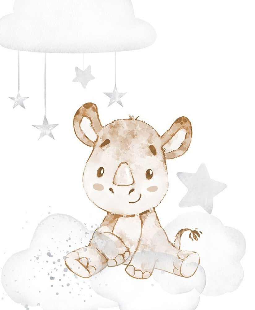 Watercolor Safari Animals Canvas Nursery Wall Art - Just Kidding Store