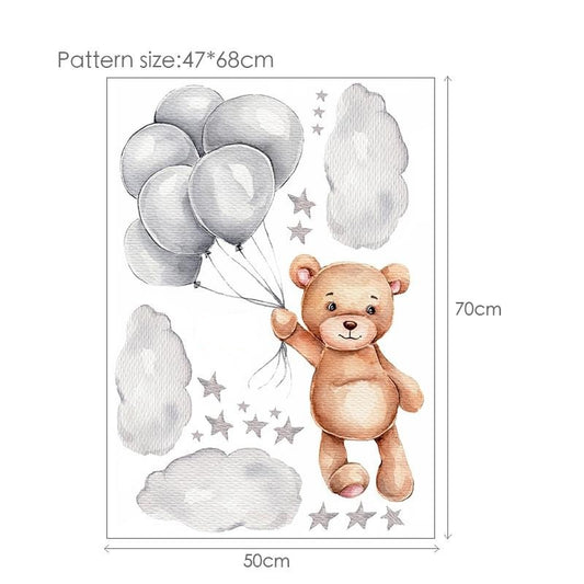 Balloon Teddy Bear Nursery Wall Decal - Just Kidding Store