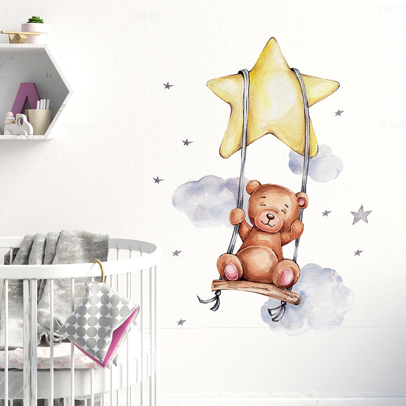 Sleepy Teddy Bear Wall Decal - Nursery Stickers  - Just Kidding Store