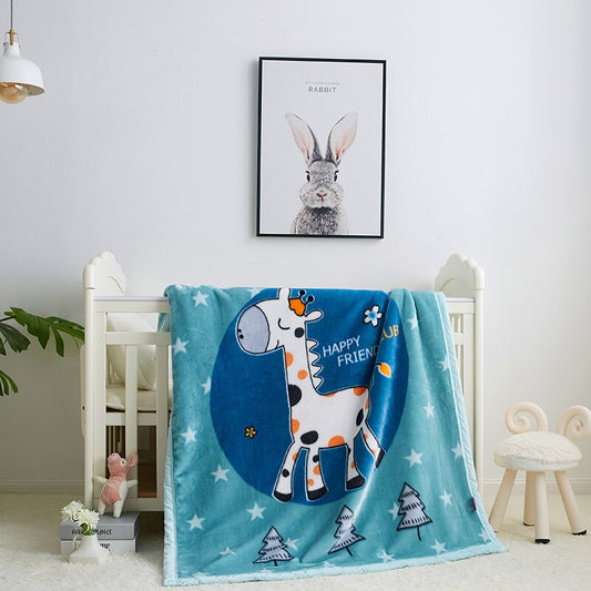 Giraffe Coral Fleece Blanket - 2 Layers Bedspread - Just Kidding Store