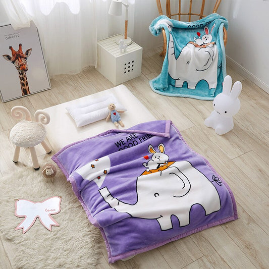 Elephant Coral Fleece Blanket - 2 Layers Bedspread - Just Kidding Store