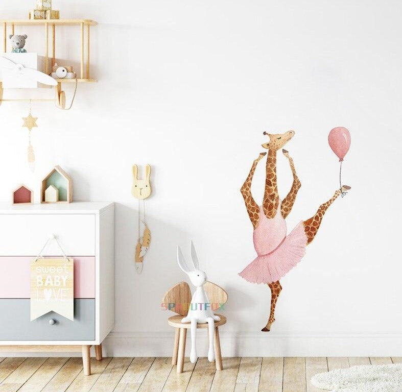 Giraffe Wall Decal - Nursery Animal Stickers - Just Kidding Store