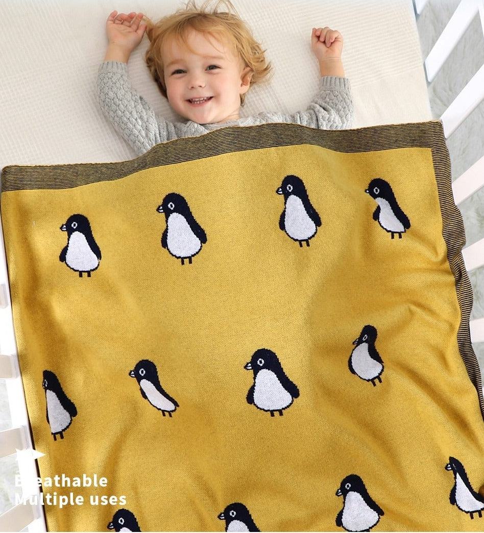 Baby Penguin Cotton Knitted Blanket - Just Kidding Store