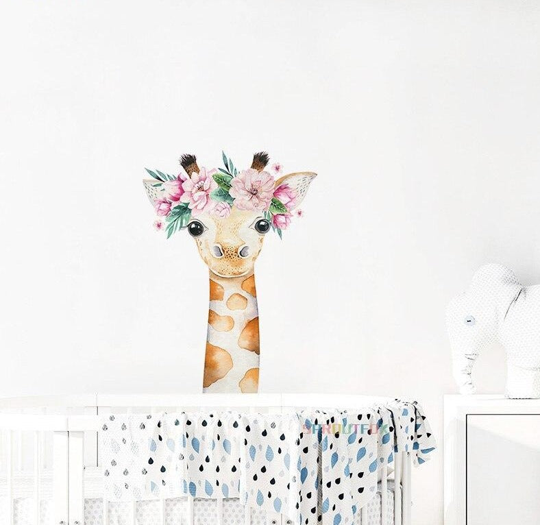 Giraffe Wall Decal - Nursery Animal Stickers - Just Kidding Store