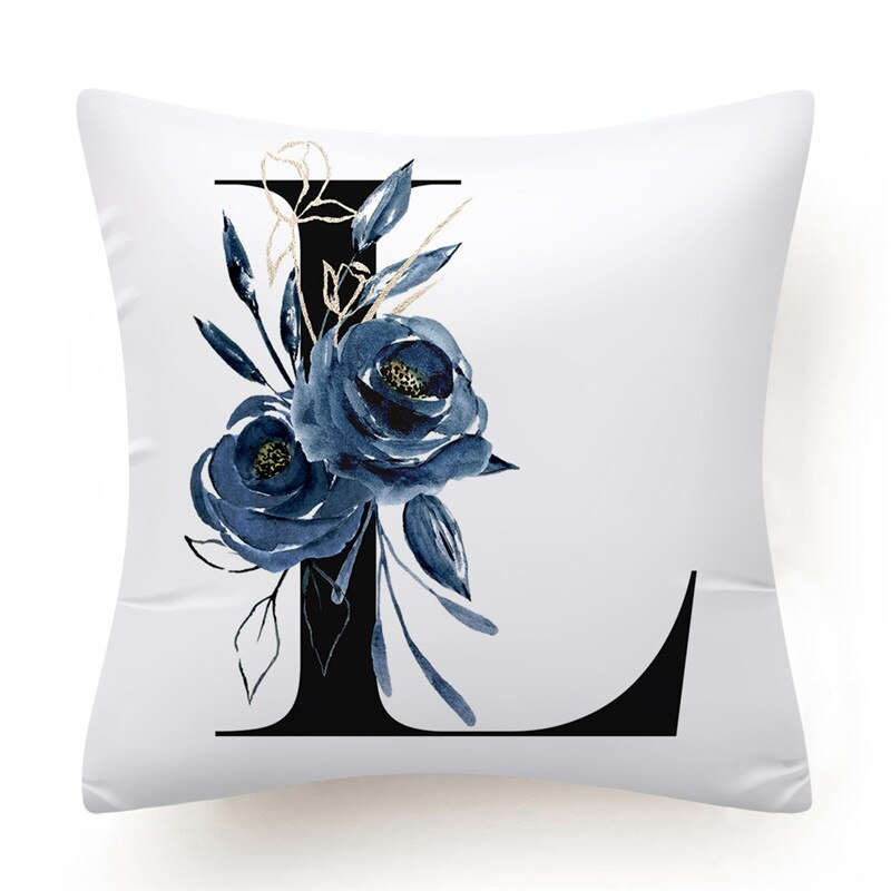 Floral Alphabet Cushion Cover - Initial Personalised Pillow Case - Just Kidding Store