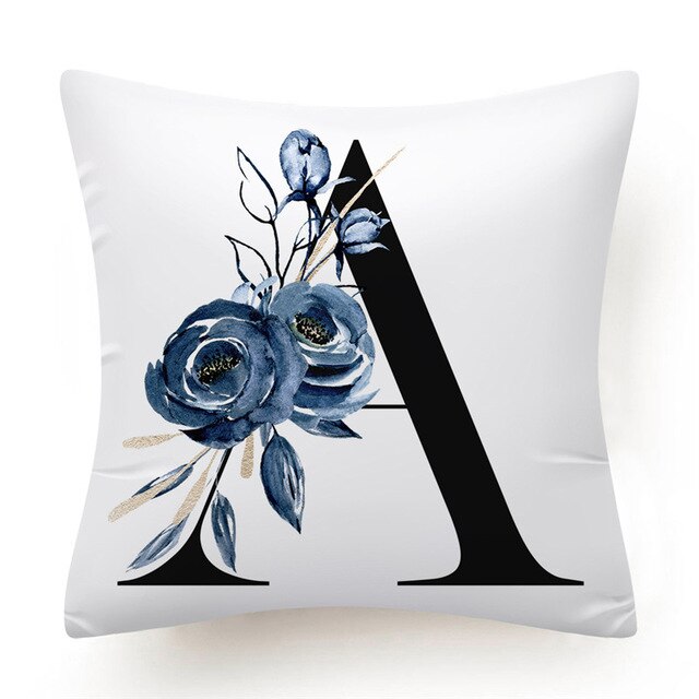 Floral Alphabet Cushion Cover - Initial Personalised Pillow Case - Just Kidding Store