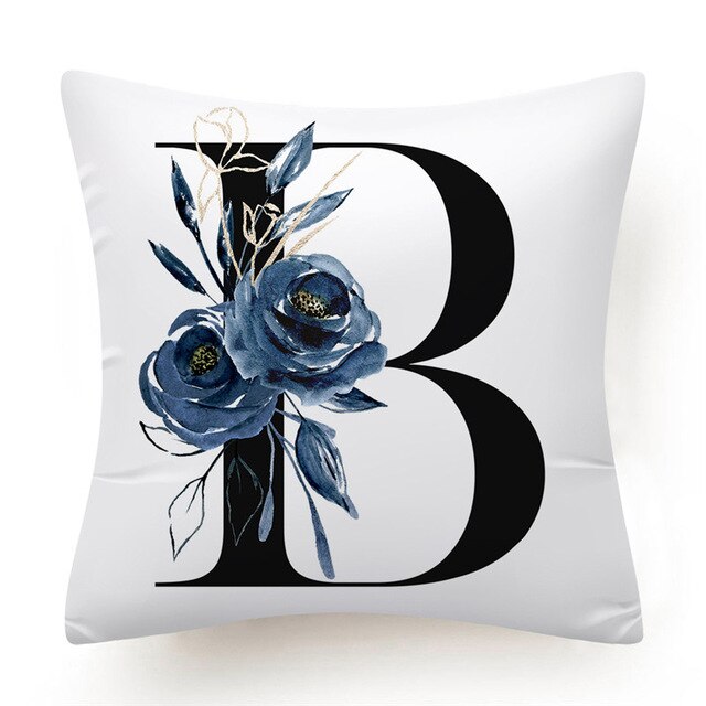 Floral Alphabet Cushion Cover - Initial Personalised Pillow Case - Just Kidding Store