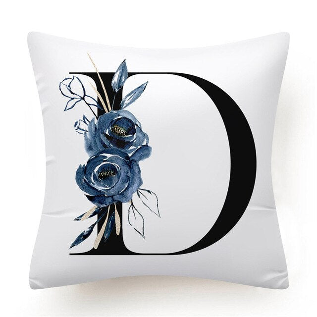 Floral Alphabet Cushion Cover - Initial Personalised Pillow Case - Just Kidding Store