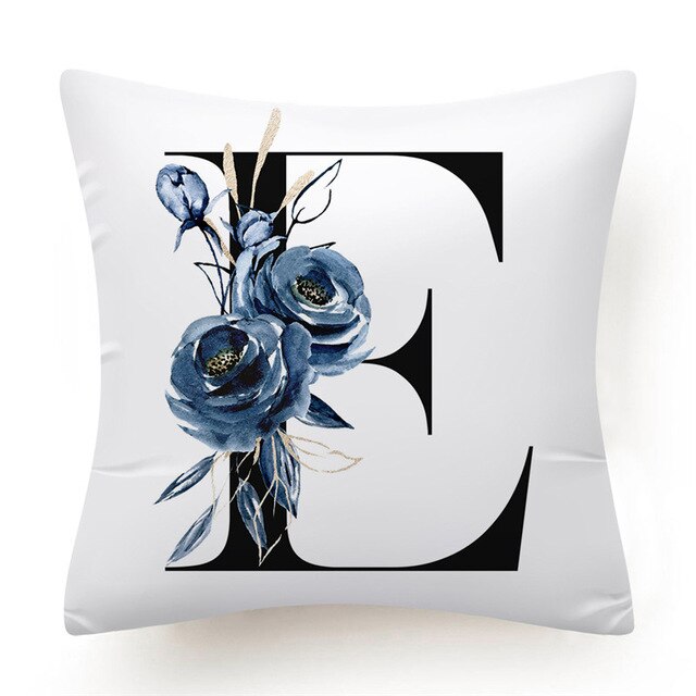 Floral Alphabet Cushion Cover - Initial Personalised Pillow Case - Just Kidding Store