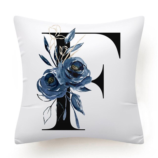 Floral Alphabet Cushion Cover - Initial Personalised Pillow Case - Just Kidding Store