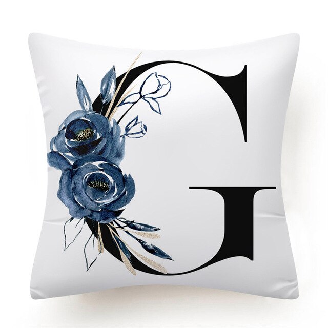 Floral Alphabet Cushion Cover - Initial Personalised Pillow Case - Just Kidding Store