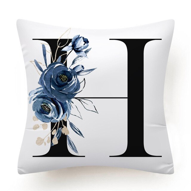Floral Alphabet Cushion Cover - Initial Personalised Pillow Case - Just Kidding Store