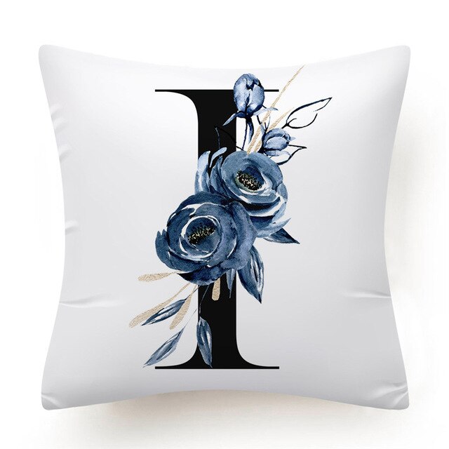 Floral Alphabet Cushion Cover - Initial Personalised Pillow Case - Just Kidding Store
