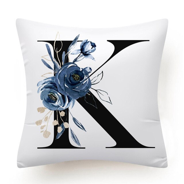 Floral Alphabet Cushion Cover - Initial Personalised Pillow Case - Just Kidding Store