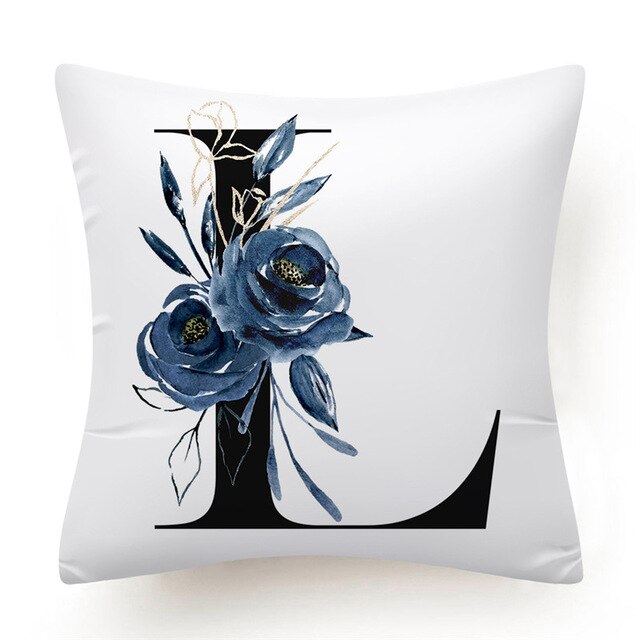 Floral Alphabet Cushion Cover - Initial Personalised Pillow Case - Just Kidding Store