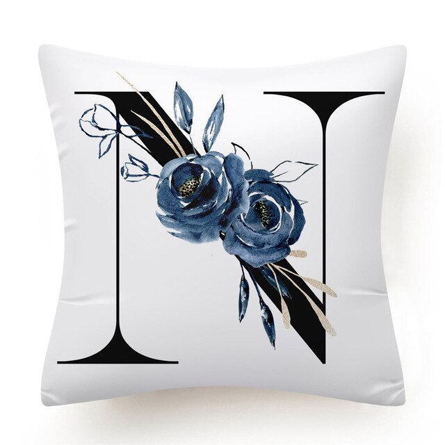 Floral Alphabet Cushion Cover - Initial Personalised Pillow Case - Just Kidding Store