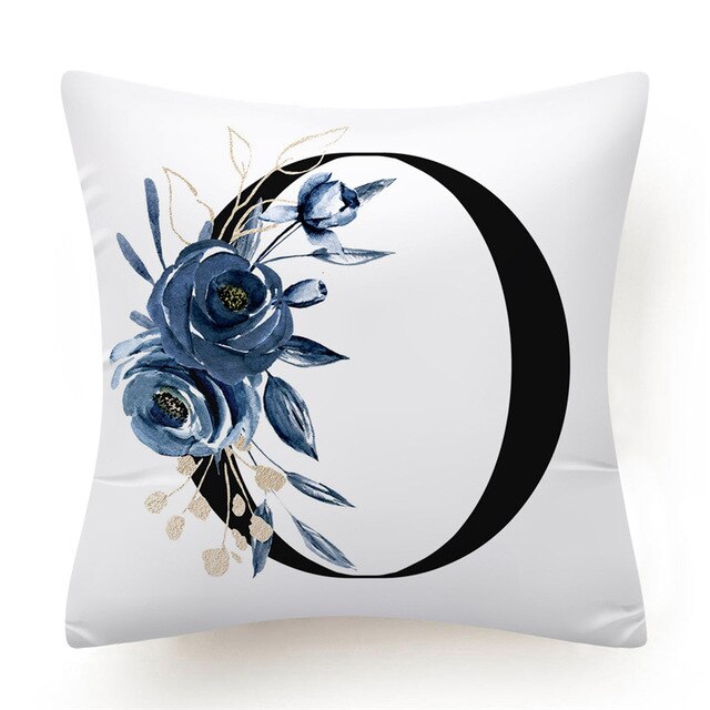 Floral Alphabet Cushion Cover - Initial Personalised Pillow Case - Just Kidding Store