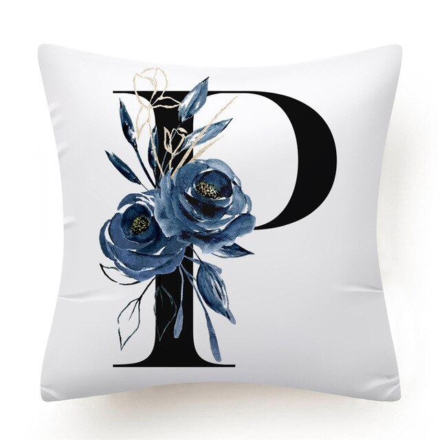 Floral Alphabet Cushion Cover - Initial Personalised Pillow Case - Just Kidding Store