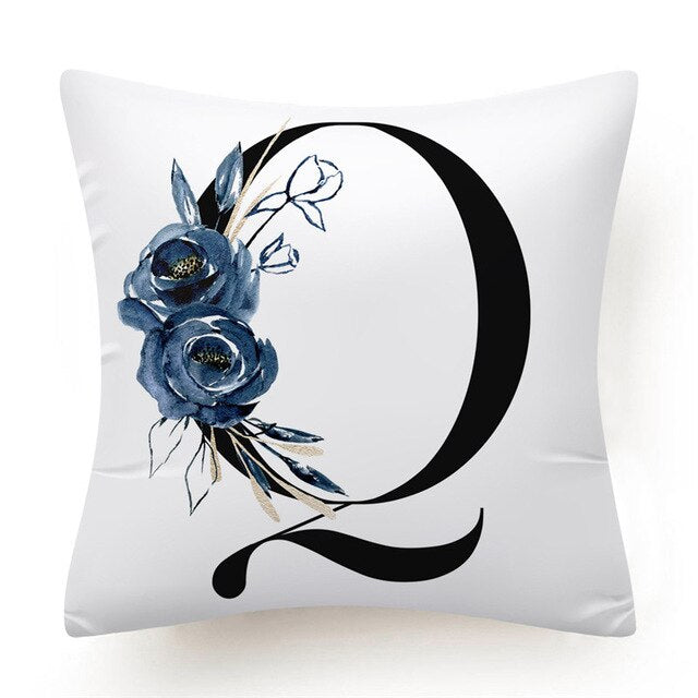 Floral Alphabet Cushion Cover - Initial Personalised Pillow Case - Just Kidding Store