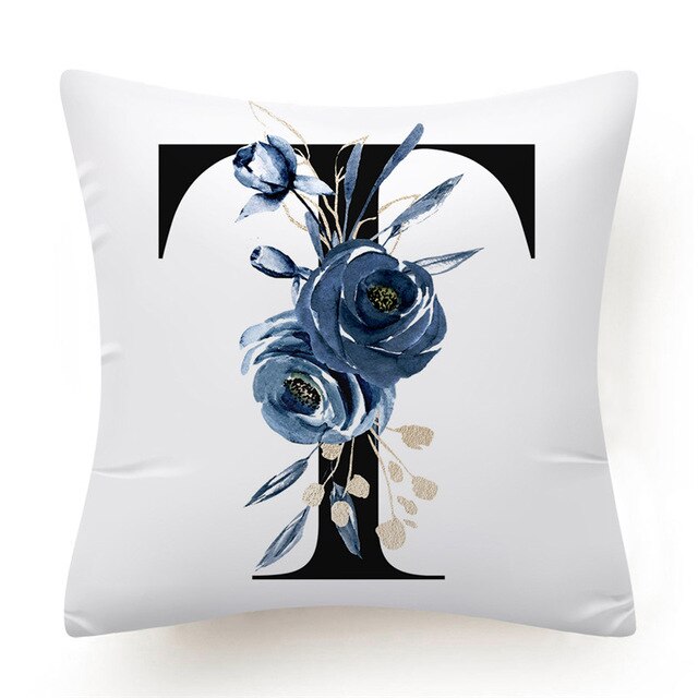 Floral Alphabet Cushion Cover - Initial Personalised Pillow Case - Just Kidding Store