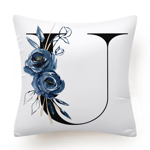Floral Alphabet Cushion Cover - Initial Personalised Pillow Case - Just Kidding Store