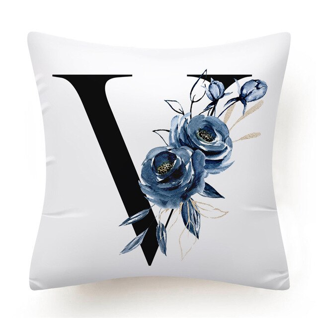 Floral Alphabet Cushion Cover - Initial Personalised Pillow Case - Just Kidding Store