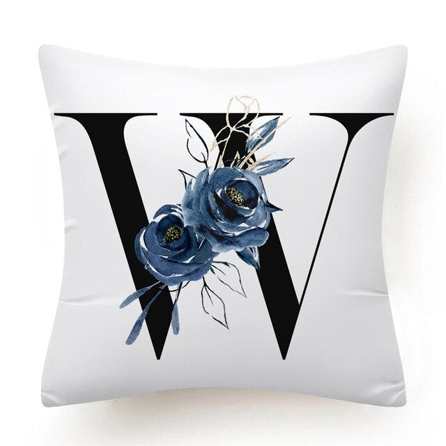 Floral Alphabet Cushion Cover - Initial Personalised Pillow Case - Just Kidding Store
