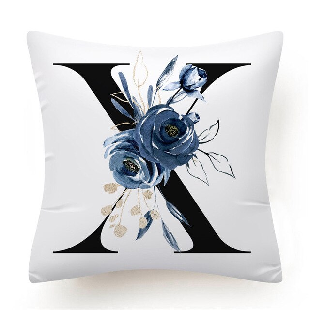 Floral Alphabet Cushion Cover - Initial Personalised Pillow Case - Just Kidding Store