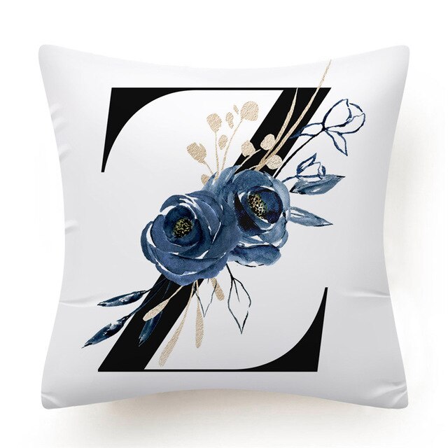 Floral Alphabet Cushion Cover - Initial Personalised Pillow Case - Just Kidding Store
