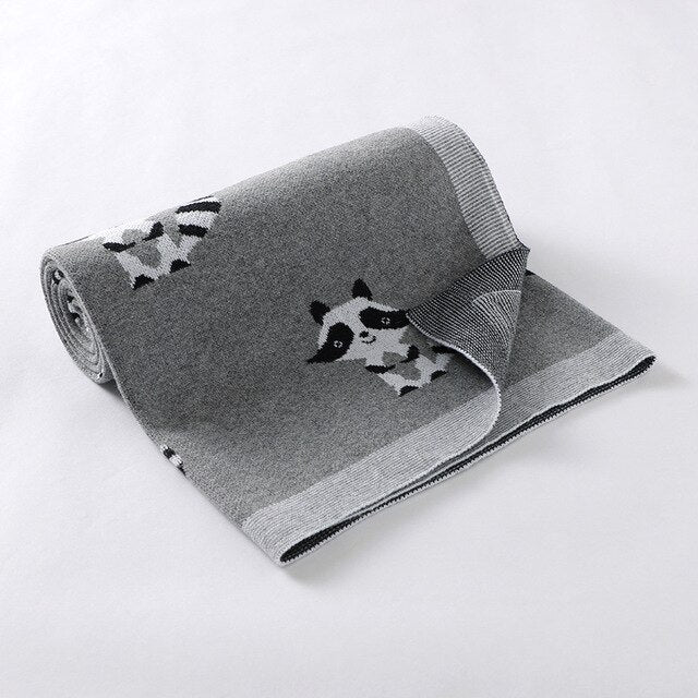 Little Raccoon Baby Childrens Cotton Knitted Blanket - Just Kidding Store
