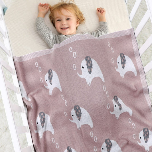 Baby Elephant Cotton Knitted Blanket - Just KIdding Store