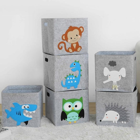 Cube Folding Storage Box Felt Cloth Toys Organizer - Just Kidding Store