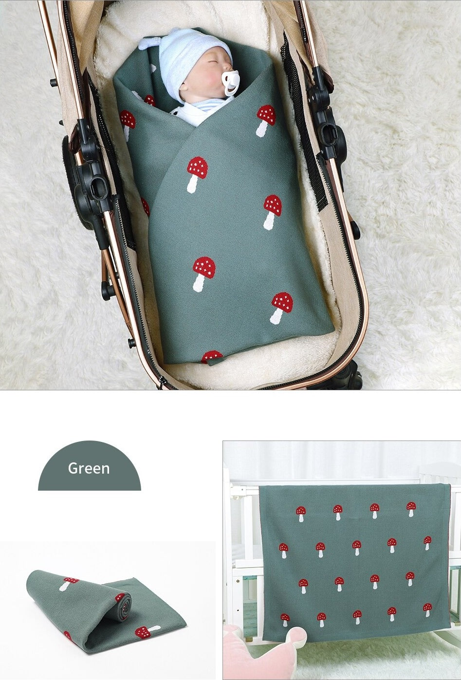 Forest Mushroom Baby Childrens Cotton Knit Blanket - Just Kidding Store