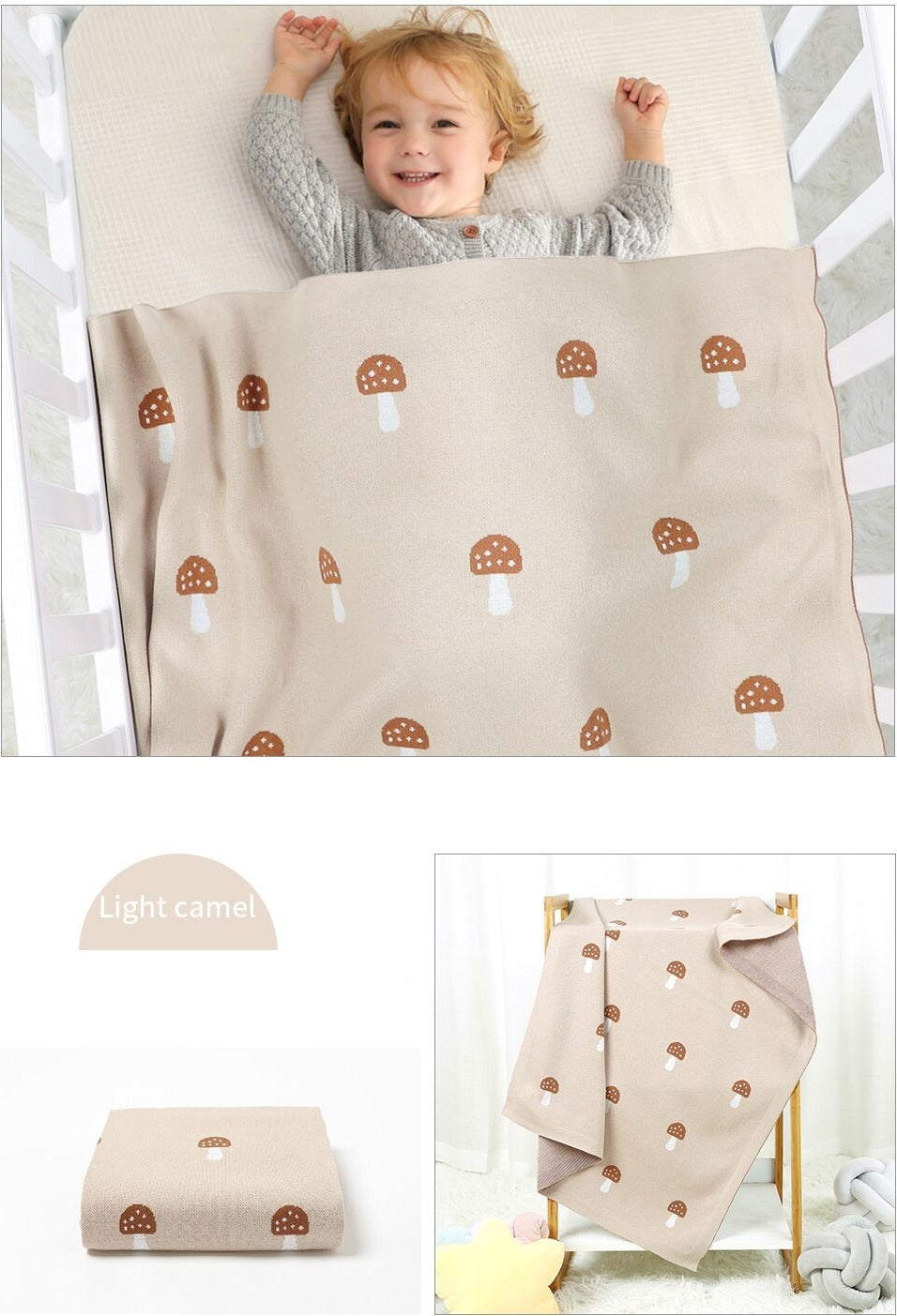 Forest Mushroom Baby Childrens Cotton Knit Blanket - Just Kidding Store