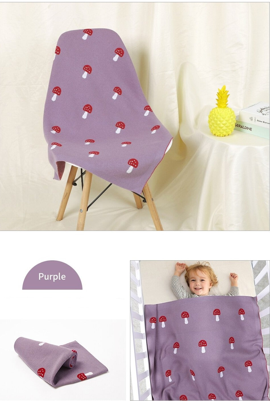 Forest Mushroom Baby Childrens Cotton Knit Blanket - Just Kidding Store