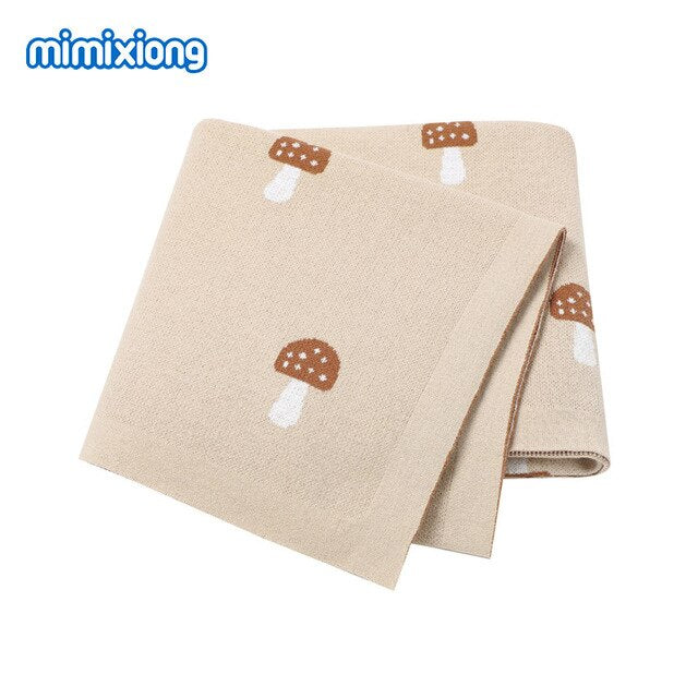 Forest Mushroom Cotton Knitted Blanket
