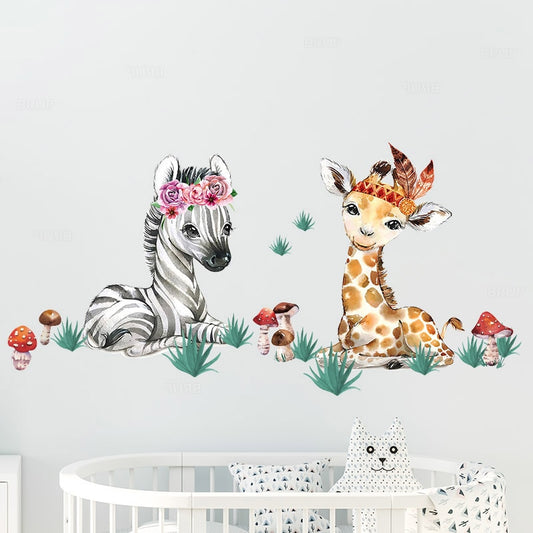 Watercolor Safari Animals Wall Decals - Just Kidding Store